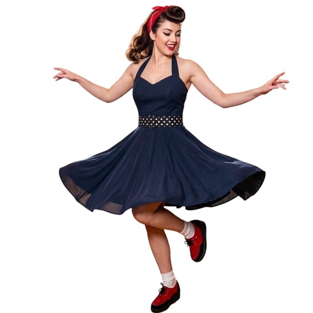 Black Halter Skater Mini Cocktail Dress 11 Rockabilly Pinup Swing Dance